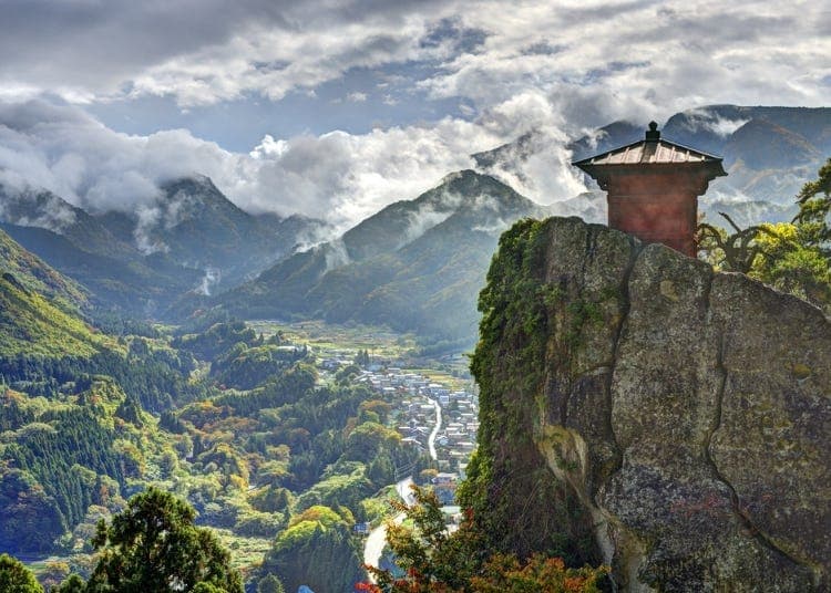 Yamadera (Risshaku-ji Temple) in yamagata, Japan - A spectacular mountain temple complex featuring 1,000 stone steps climbing through cedar forests to clifftop halls, immortalized in Basho's famous haiku about cicada silence.
