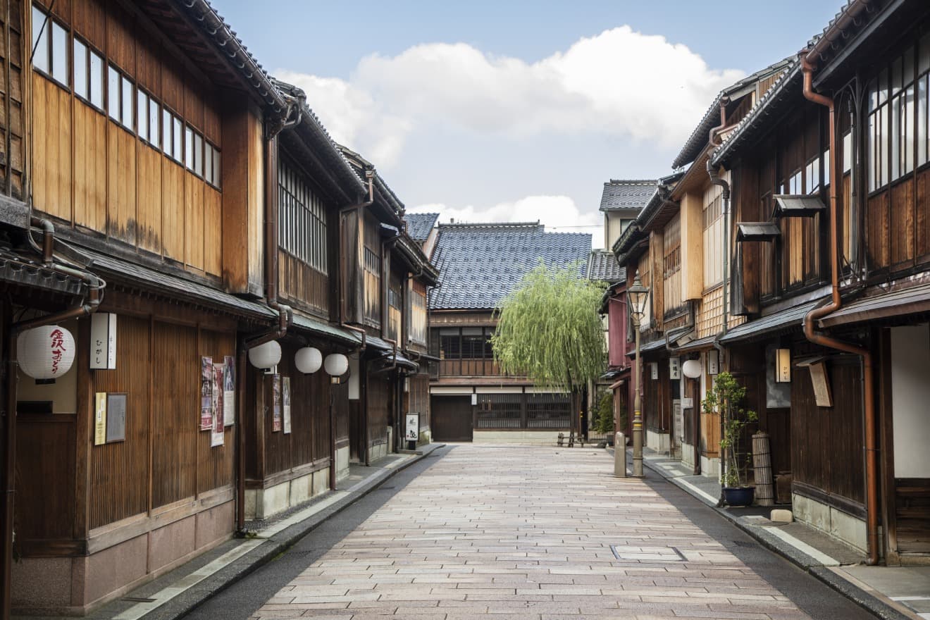 Higashi Chaya District in ishikawa, Japan - A beautifully preserved geisha district with traditional wooden tea houses lining cobblestone streets. This atmospheric neighborhood offers a glimpse into Kanazawa's cultural heritage and the elegant world of geisha entertainment.