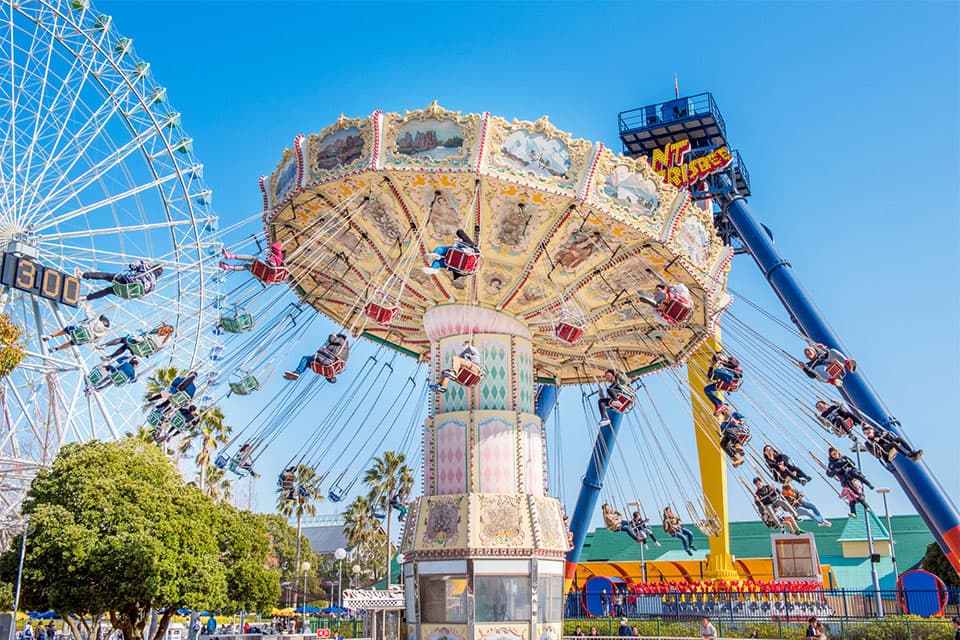 Nagashima Spa Land in mie, Japan - Major amusement park featuring world-class roller coasters, water park, hot springs, and outlet shopping in one massive resort complex.