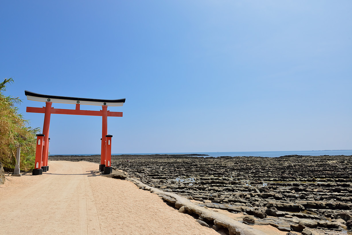 Aoshima Island & Shrine in miyazaki, Japan - A small subtropical island famous for its unique wave-washed rock formations called Devil's Washboard and a colorful shrine dedicated to matchmaking.