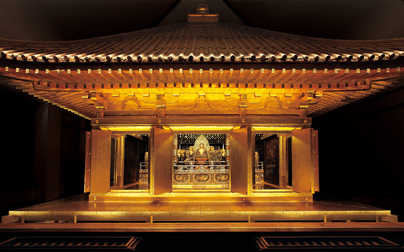 Chuson-ji Temple in iwate, Japan - A UNESCO World Heritage temple complex featuring the stunning Konjikido Golden Hall, representing the Buddhist Pure Land on earth and the glory of the medieval Oshu Fujiwara clan.