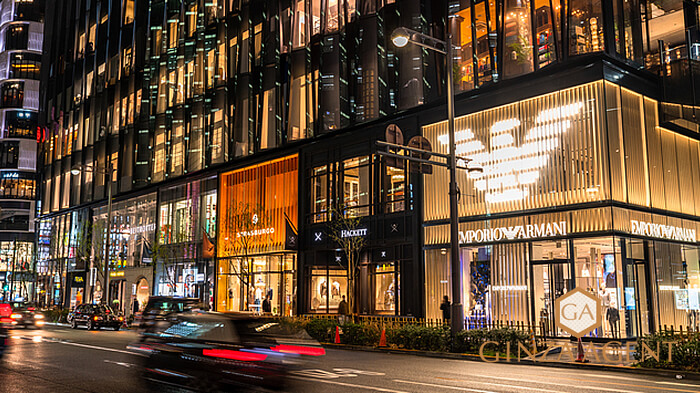 Ginza District in tokyo, Japan - Tokyo's most prestigious shopping district featuring luxury boutiques, department stores, fine dining, art galleries, and the elegant architecture of Japan's commercial sophistication.