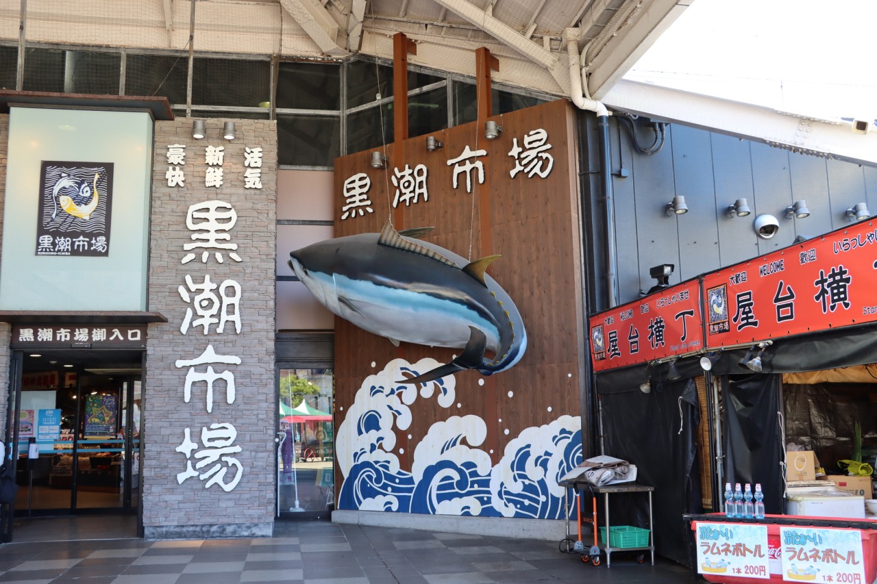 Kuroshio Ichiba Market in wakayama, Japan - Lively seafood market near Wakayama Marina City featuring tuna cutting shows, fresh seafood dining, and BBQ grills where visitors cook their own catch.