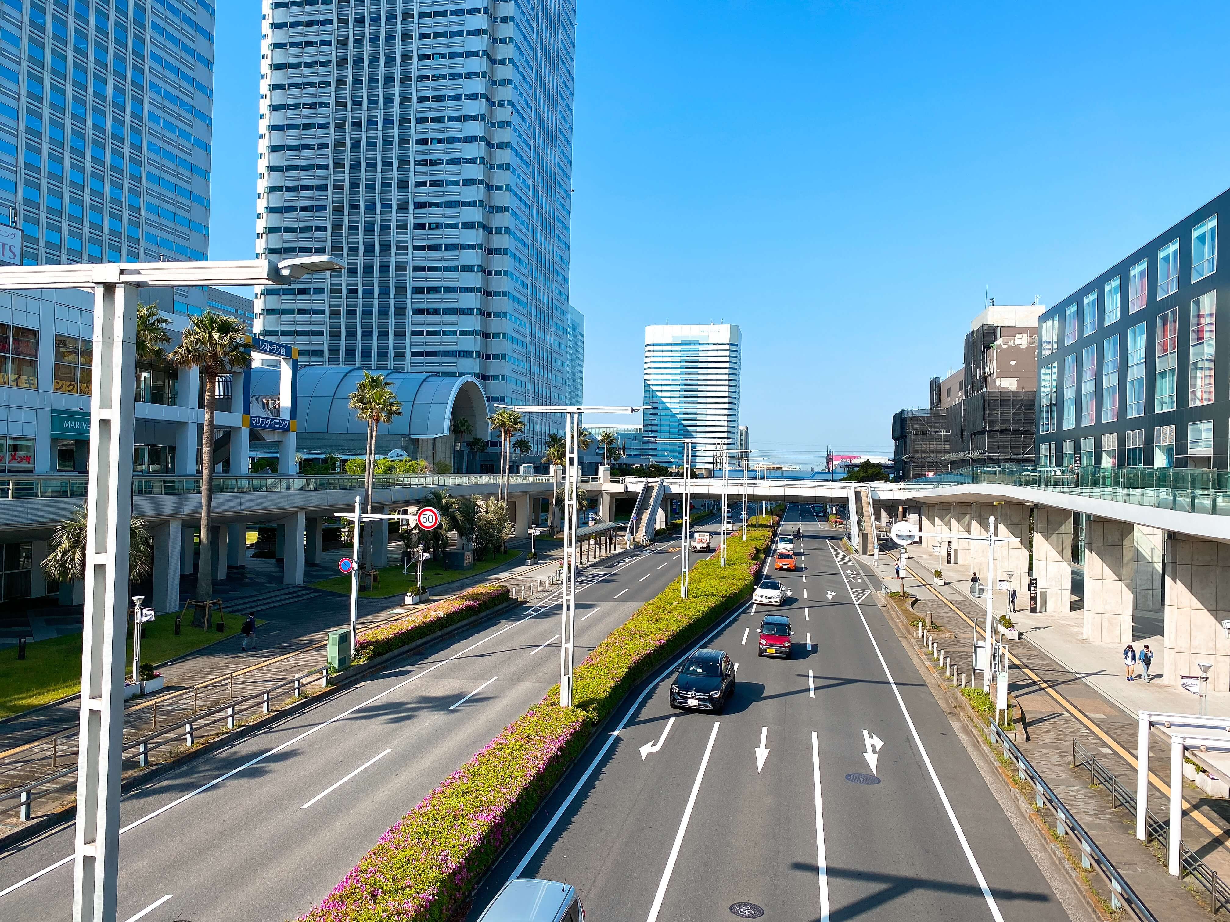 Makuhari New City in chiba, Japan - A planned waterfront business and entertainment district featuring Makuhari Messe convention center, shopping malls, hotels, and modern urban development on reclaimed land.