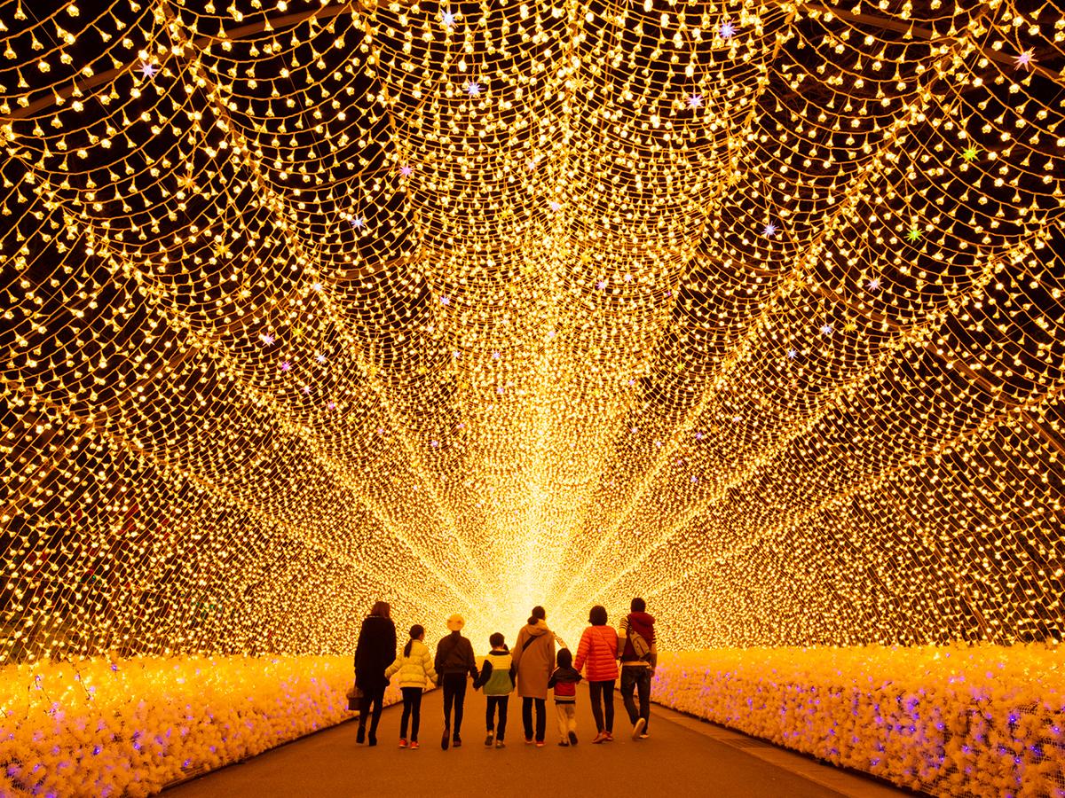 Nabana no Sato in mie, Japan - Spectacular flower park featuring seasonal displays year-round and Japan's largest winter illumination with millions of LED lights.
